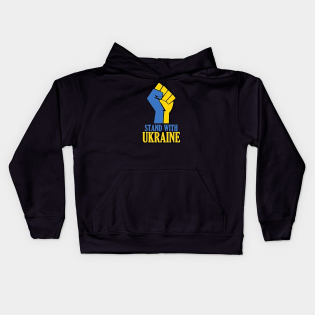 Stand With Ukraine Power Fist Kids Hoodie by Design Monster